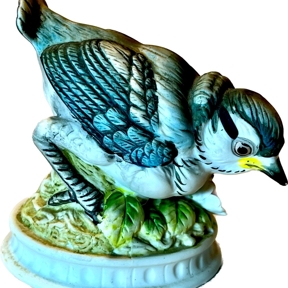 Vtg Lefton China BlueJay Porcelain Figurine KW1637